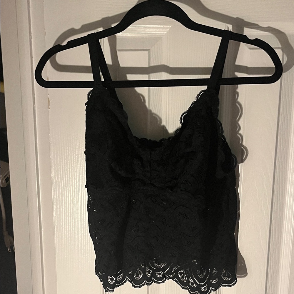 Aerie Black Lace Crop Top